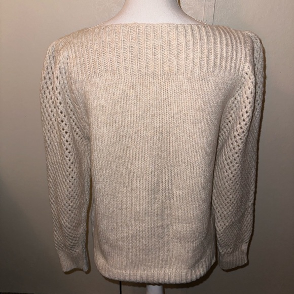 Large Carly Jean Los Angeles oatmeal sweater with cutout detail sleeves new CJLA - Picture 2 of 3